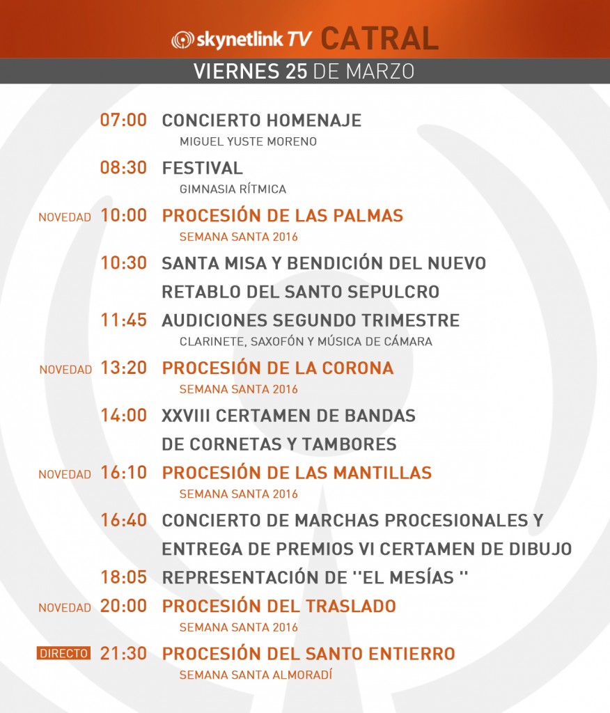 25-03-2016 Programación Catral viernes