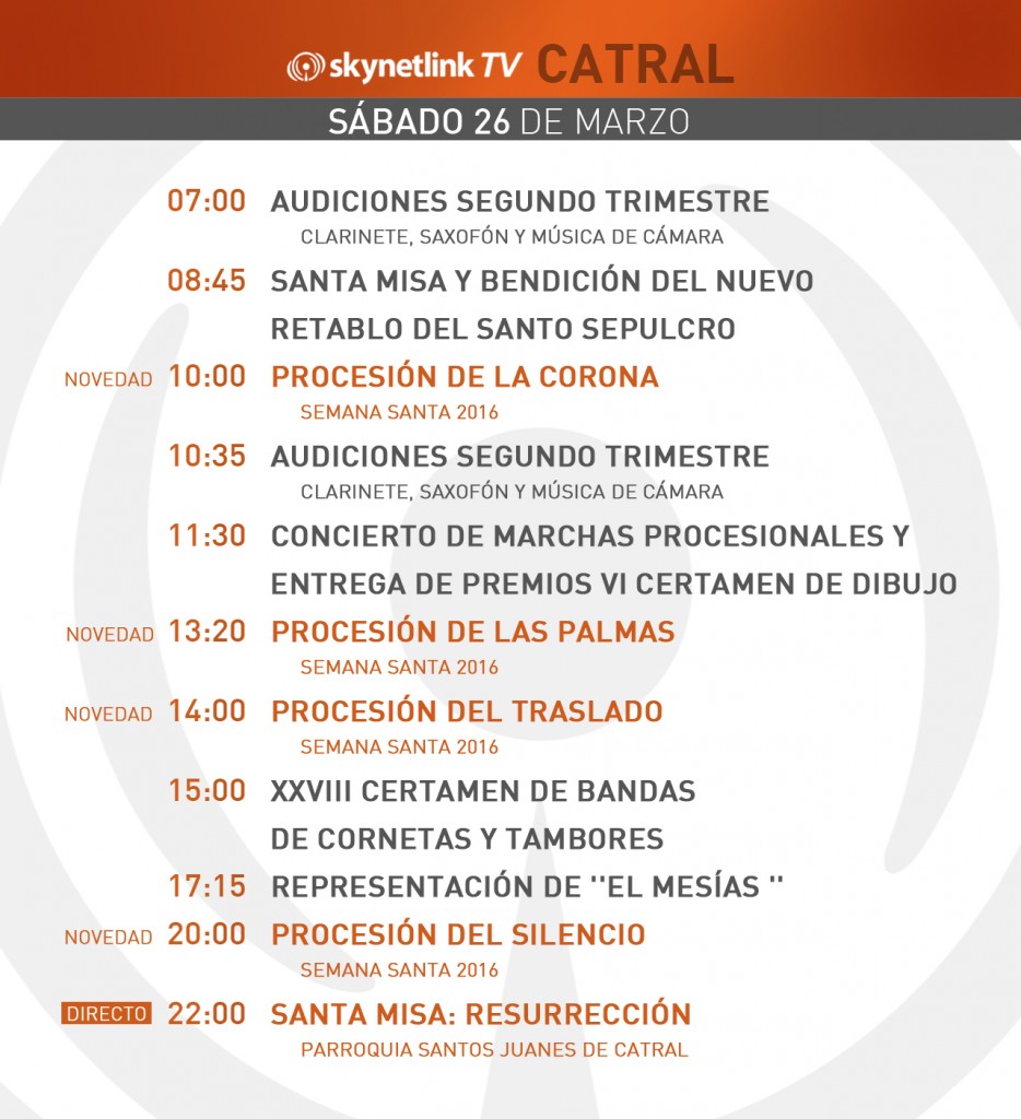 26-03-2016 Programación Catral sábado