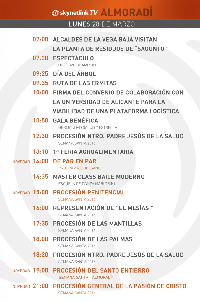 28-03-2016 Programación Almoradí lunes