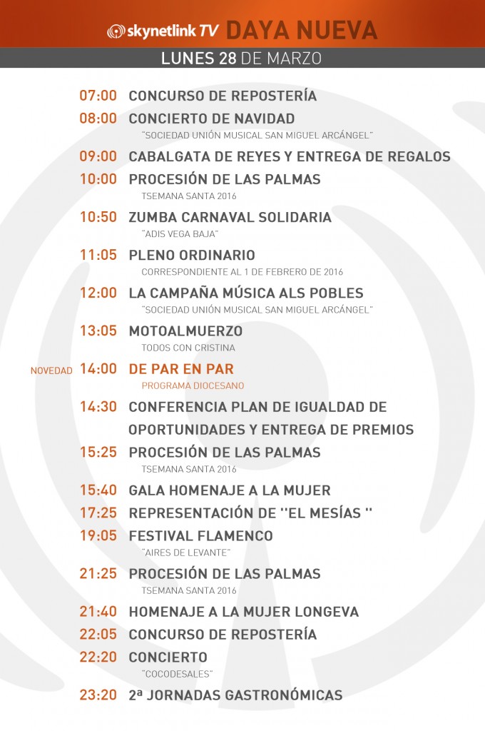 28-03-2016 Programación Daya Nueva lunes