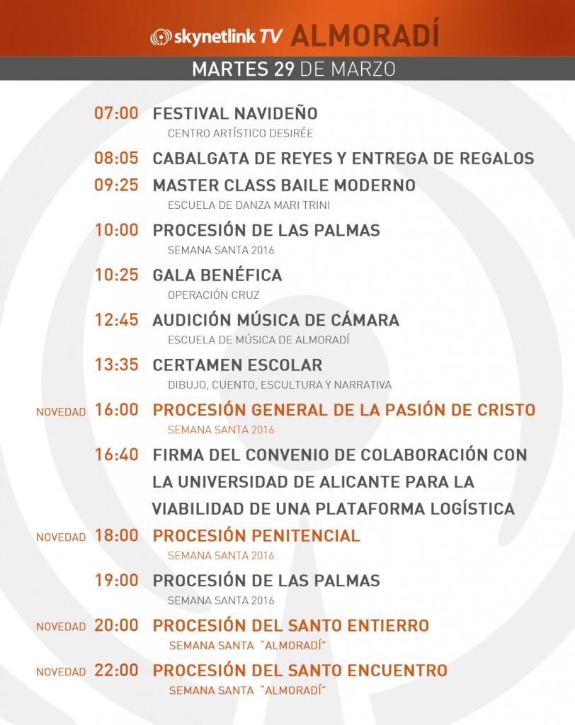 29-03-2016 Programación Almoradí martes