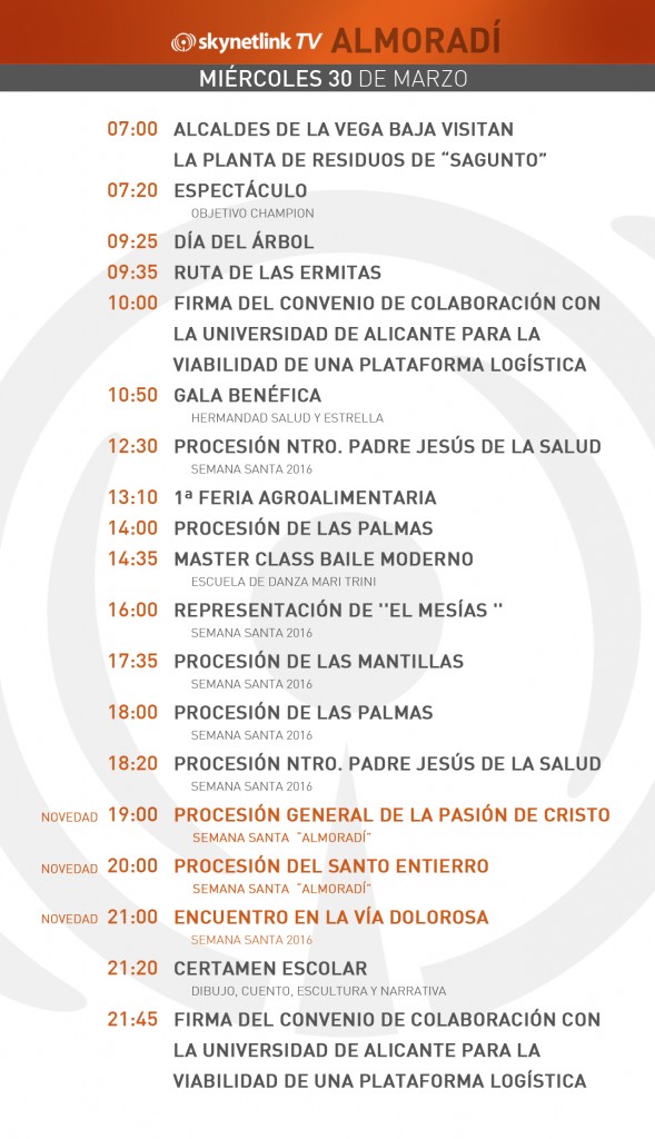 30-03-2016 Programación Almoradí miércoles