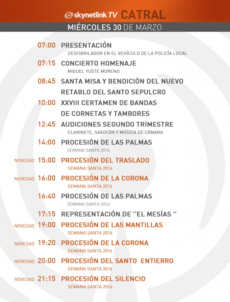 30-03-2016 Programación Catral miercoles