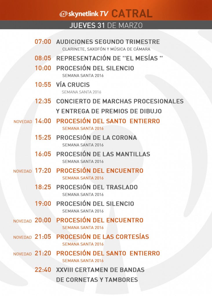 31-03-2016 Programación Catral jueves