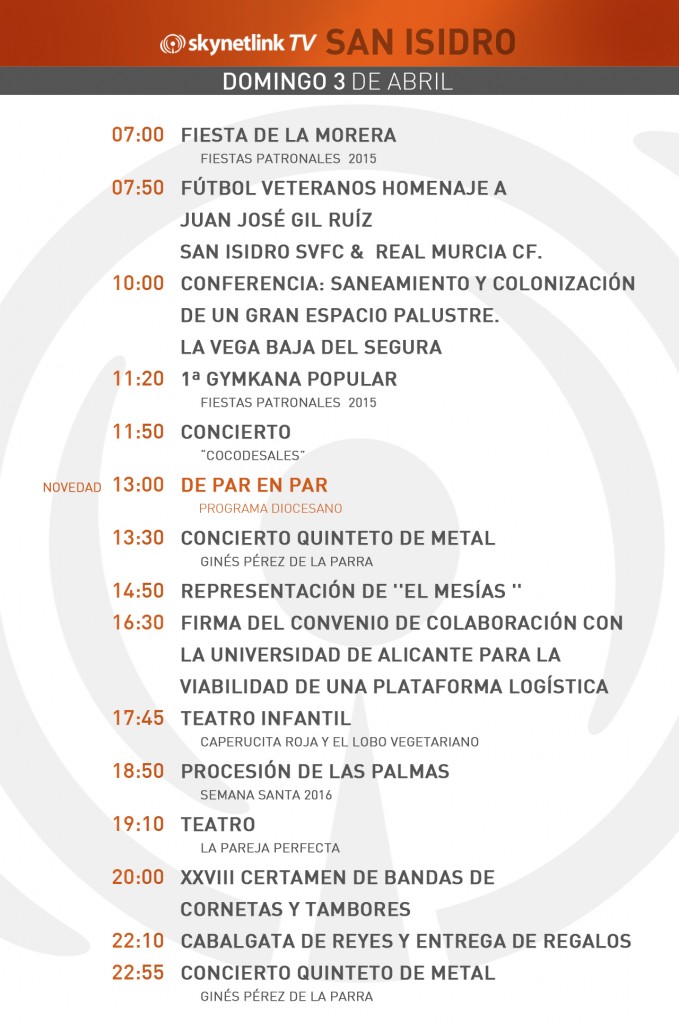 03-04-2016 Programación San Isidro domingo