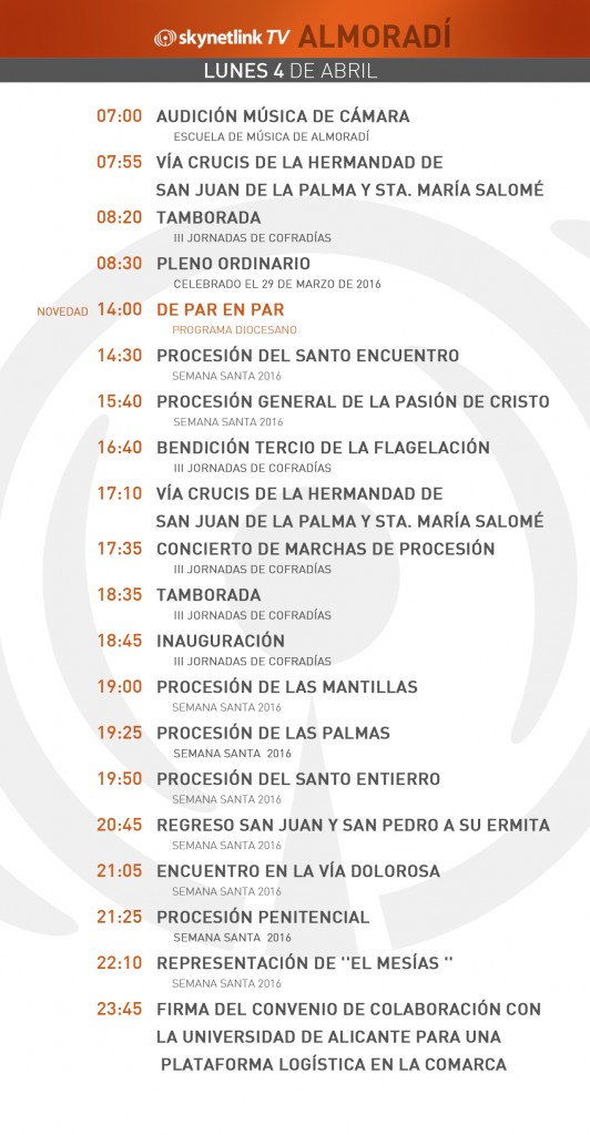 04-04-2016 Programación Almoradí lunes