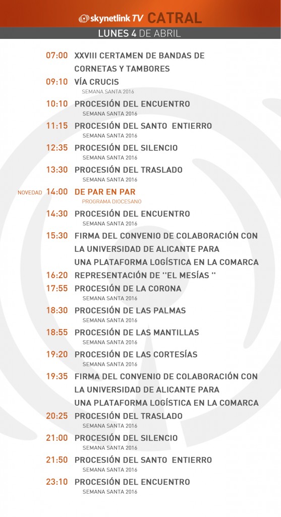 04-04-2016 Programación Catral lunes