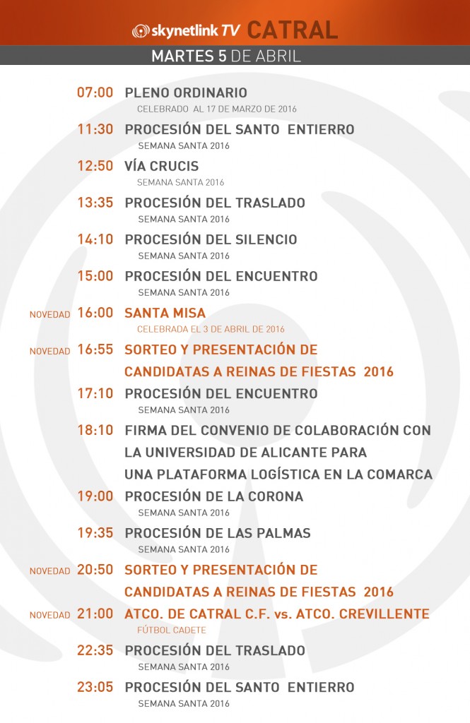 05-04-2016 Programación Catral martes