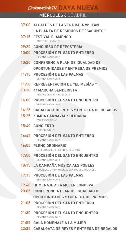 06-04-2016 Programación Daya Nueva miércoles