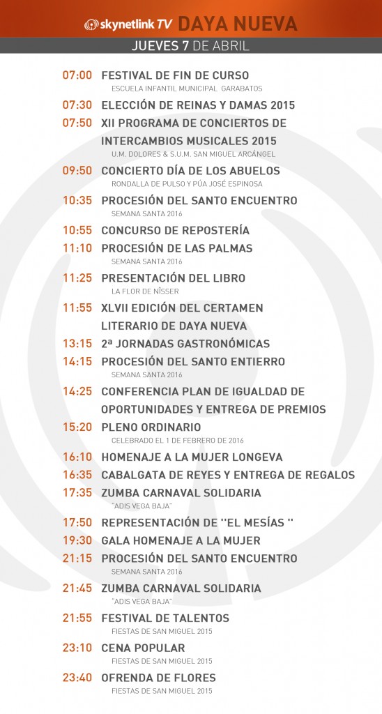 07-04-2016 Programación Daya Nueva jueves