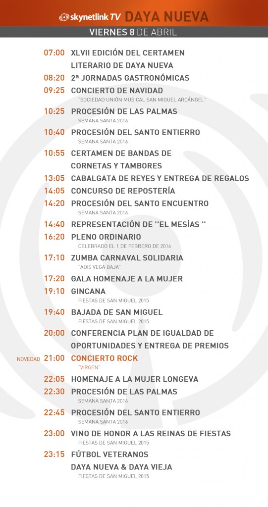 08-04-2016 Programación Daya Nueva viernes