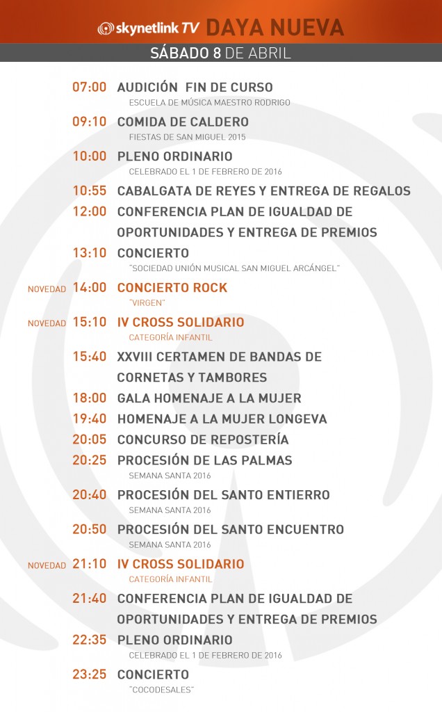 09-04-2016 Programación Daya Nueva sábado