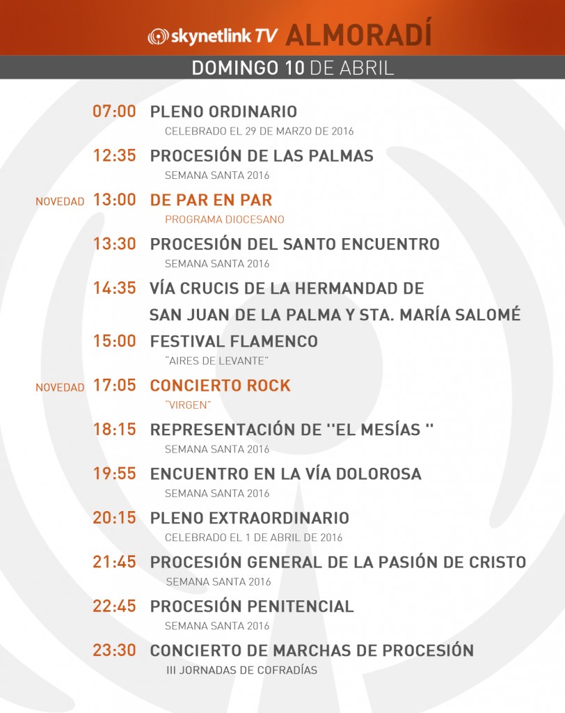 10-04-2016 Programación Almoradí domingo