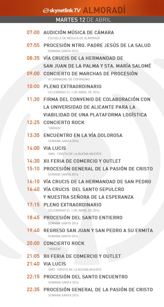 12-04-2016 Programación Almoradí martes