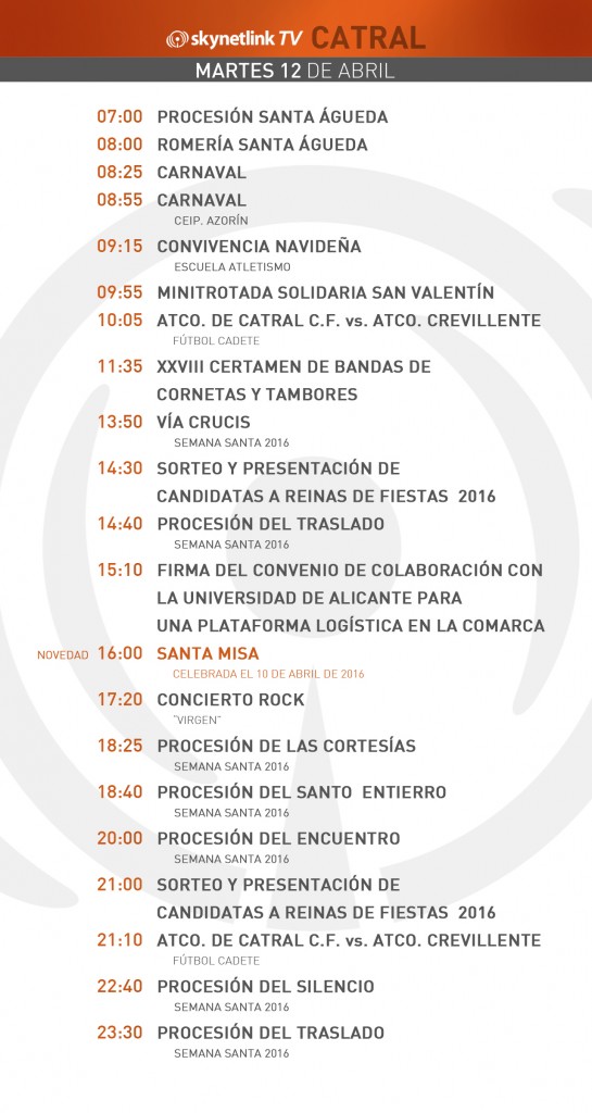 12-04-2016 Programación Catral martes