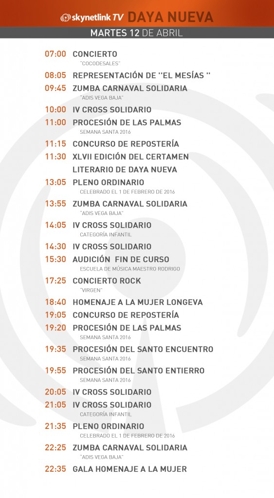 12-04-2016 Programación Daya Nueva martes