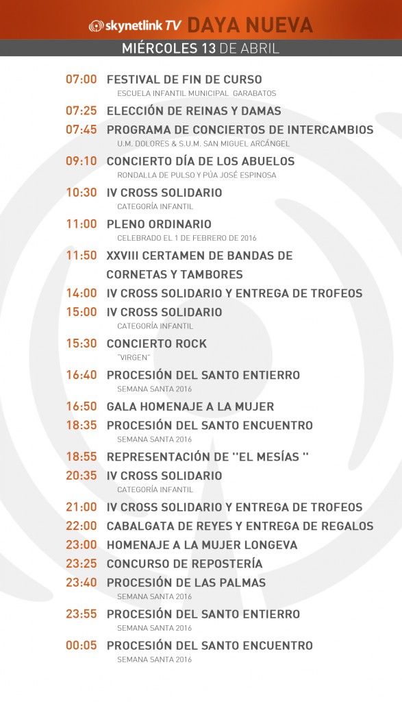 13-04-2016 Programación Daya Nueva miércoles