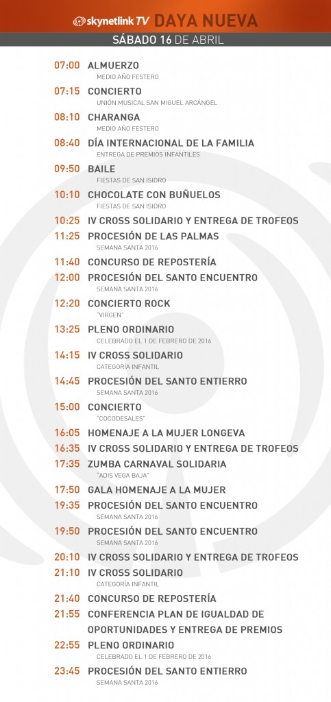 16-04-2016 Programación Daya Nueva sábado