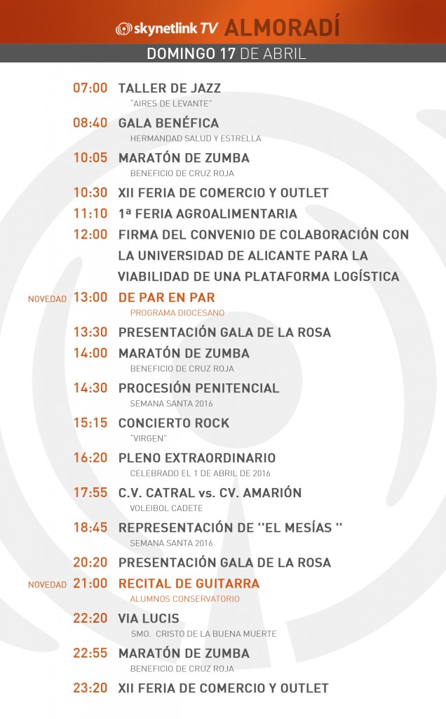 17-04-2016 Programación Almoradí domingo