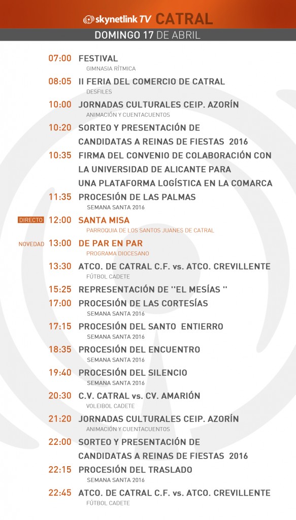 17-04-2016 Programación Catral domingo