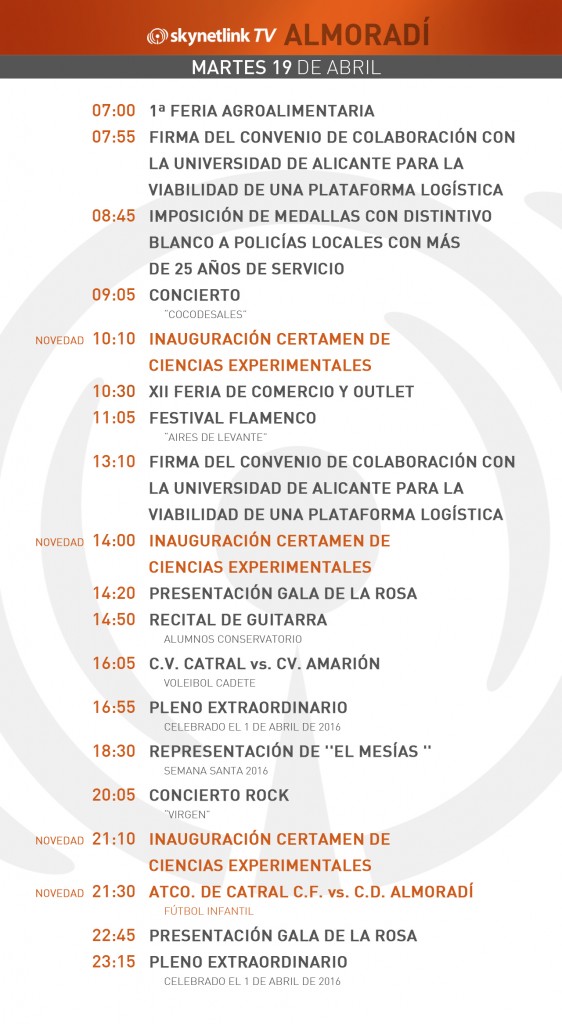 19-04-2016 Programación Almoradí martes