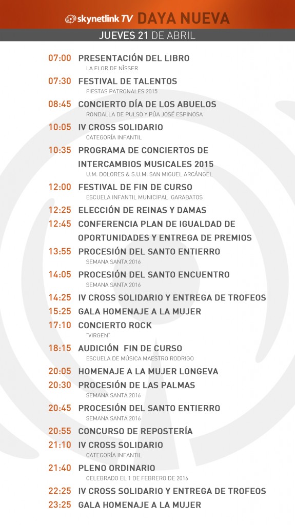 21-04-2016 Programación Daya Nueva jueves