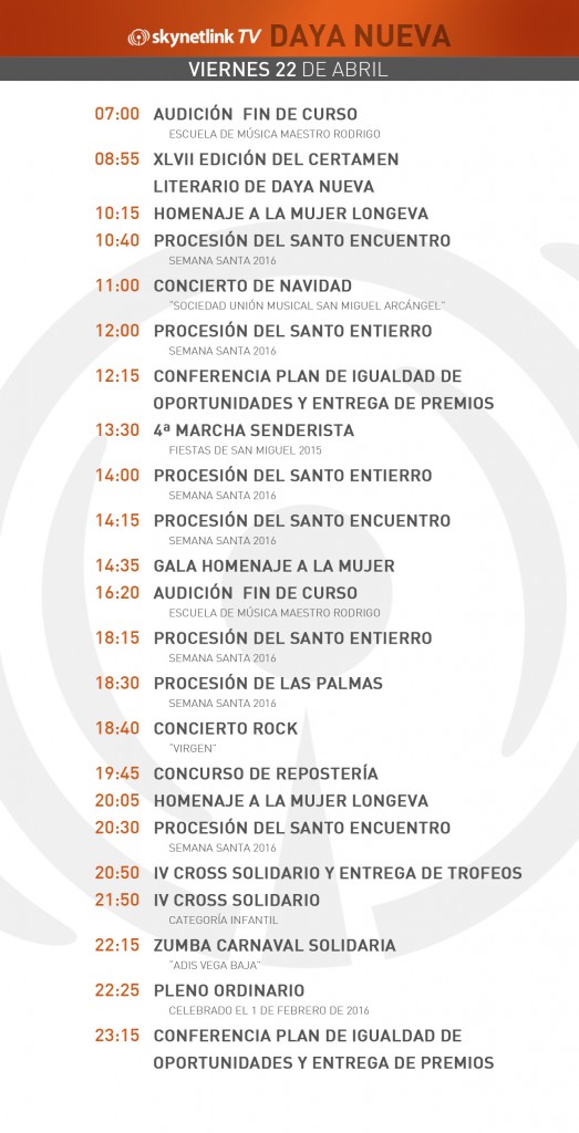 22-04-2016 Programación Daya Nueva viernes