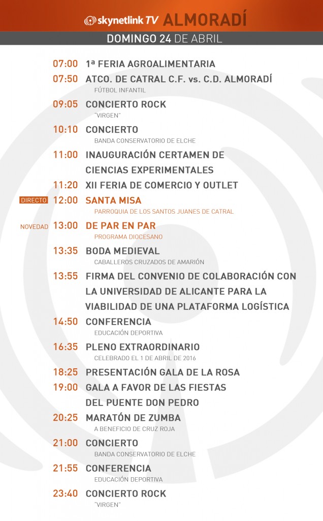 24-04-2016 Programación Almoradí domingo