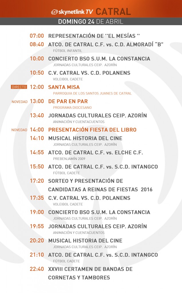 24-04-2016 Programación Catral domingo