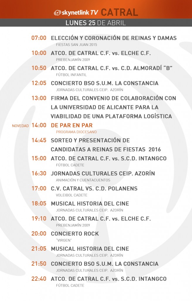 25-04-2016 Programación Catral lunes