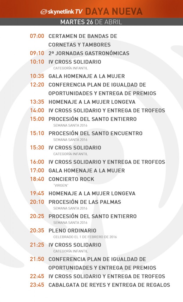 26-04-2016 Programación Daya Nueva martes