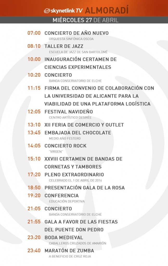 27-04-2016 Programación Almoradí miércoles