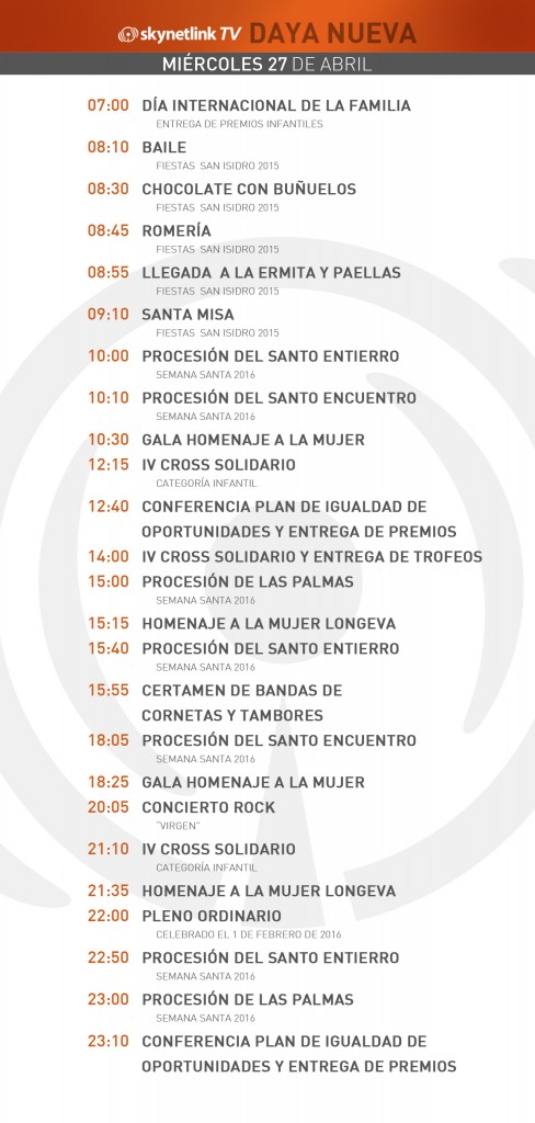 27-04-2016 Programación Daya Nueva miércoles