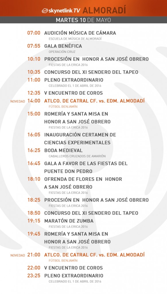 10-05-2016 Programación Almoradí martes