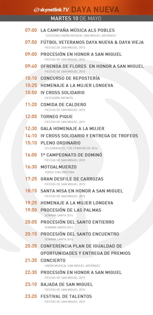 10-05-2016 Programación Daya Nueva martes